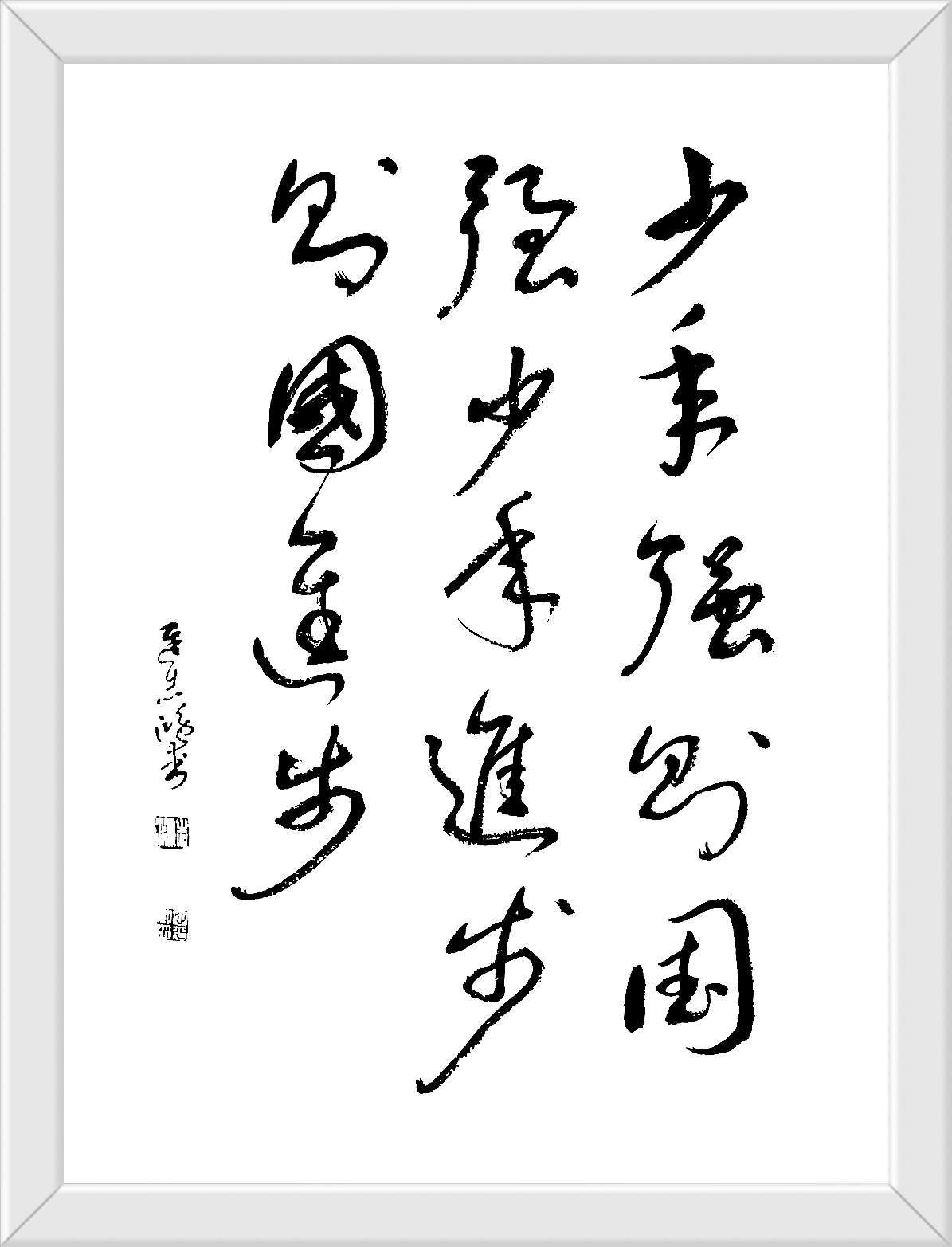 少年强则国强少年进步则国进步迟志鸿书楷书69cmX50cm 行书