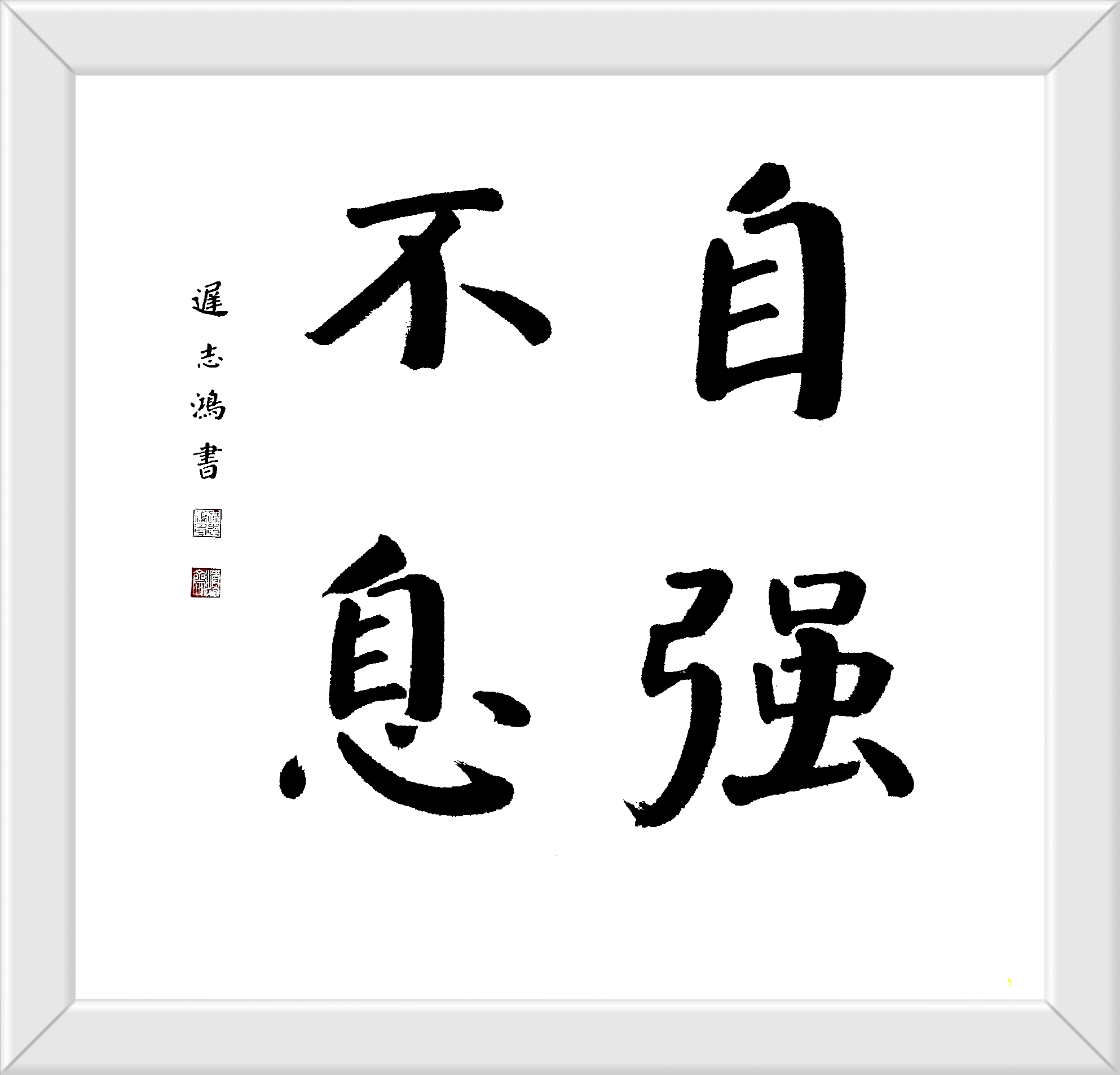自强不息 迟志鸿书楷书69cmx69cm